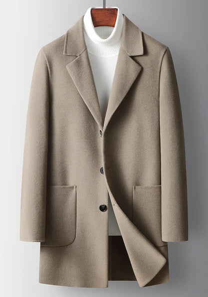 Brand Top Quality Double-Sided Woolen Men's Coat Autumn Winter Business Casual 71.8% Wool Male Medium Long Hommnre Coat