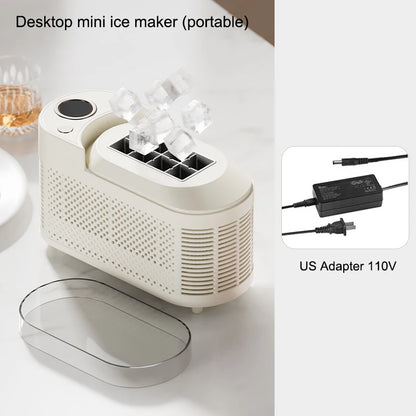Máquina de hielo portátil pequeña de 110 V/220 V para el hogar, dormitorio, oficina, camping, 12 V, para coche, máquina automática para hacer cubitos de hielo.