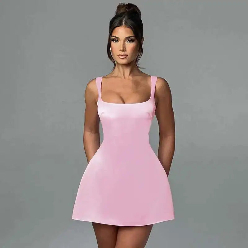 Townlike Waist Wrap Elegant A-line Dress Women Spaghetti Strap Mini 2024 Spring Summer Dress Backless Sexy Party Dresses