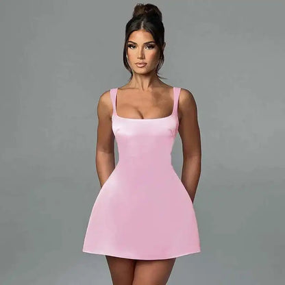 Townlike Waist Wrap Elegant A-line Dress Women Spaghetti Strap Mini 2024 Spring Summer Dress Backless Sexy Party Dresses