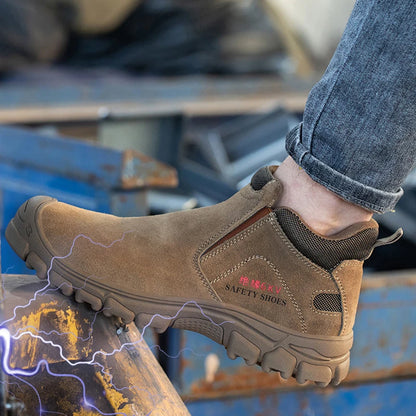 Zapatos de seguridad para hombre con puntera de acero, transpirables, suaves, antideslizantes, botas de trabajo protectoras, calzado cómodo para hombre, aislamiento 6KV.