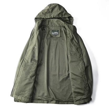 Chaqueta táctica cortavientos para hombre, impermeable, con capucha, para exteriores, deportiva, militar, talla europea, S-5XL, para escalada de campo, ropa fina