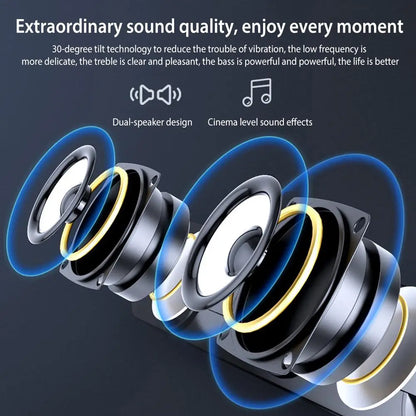 Barra de sonido Salange con Bluetooth y cable USB, altavoces estéreo para proyector, PC, portátil, teléfono, ordenador, altavoz auxiliar de 3,5 mm.