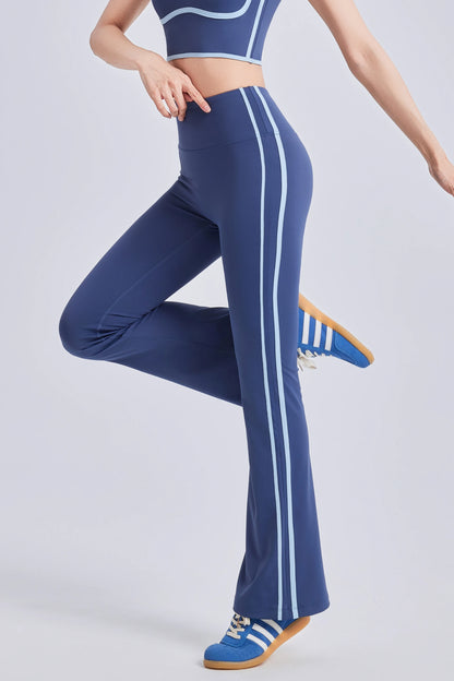 Conjunto de yoga a rayas para mujer, ropa de gimnasio, sujetador deportivo sexy, pantalones acampanados de cintura alta, pantalones de fitness para correr y levantar la cadera, novedad de 2025