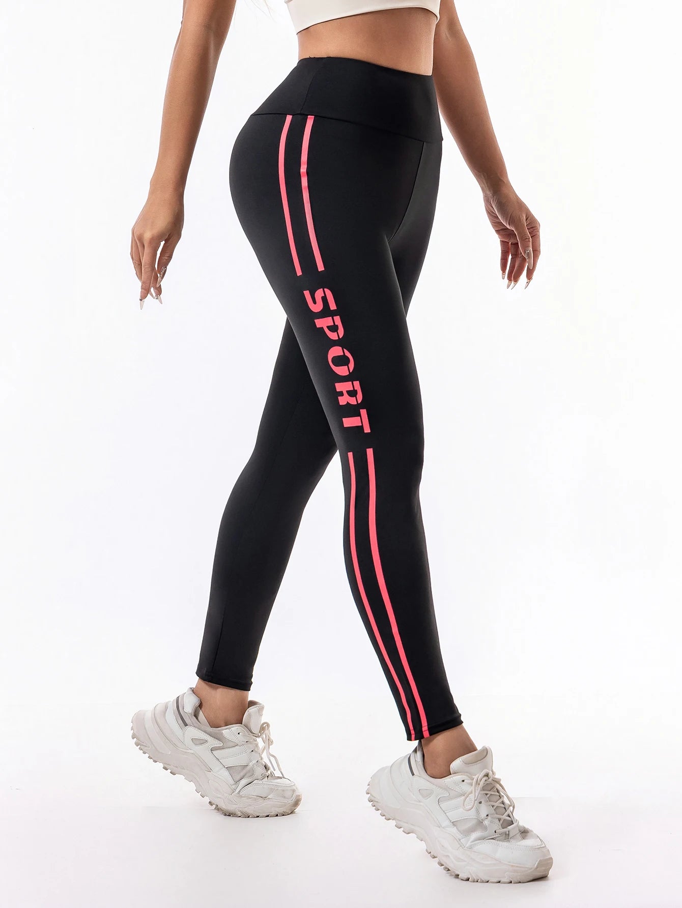 Pantalones de yoga de cintura alta con efecto push-up para mujer, pantalones deportivos para correr, entrenar y hacer fitness, leggings deportivas con estampado de letras.