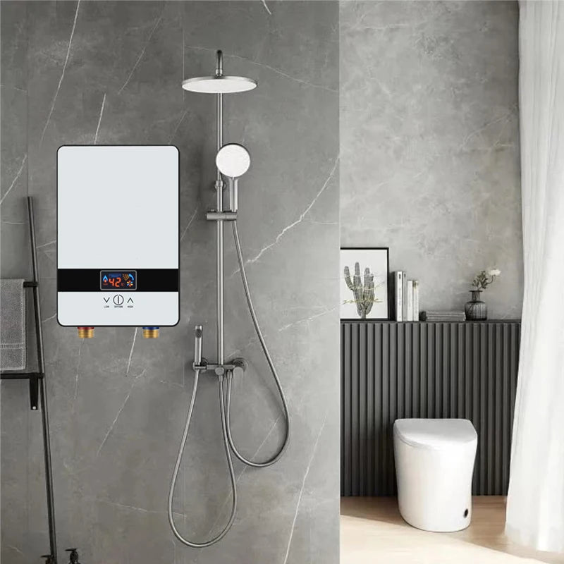 Calentador de agua eléctrico instantáneo de 6500 W y 220 V con termostato. Calentador de flujo para baño. Calefacción instantánea para cocina y ducha.