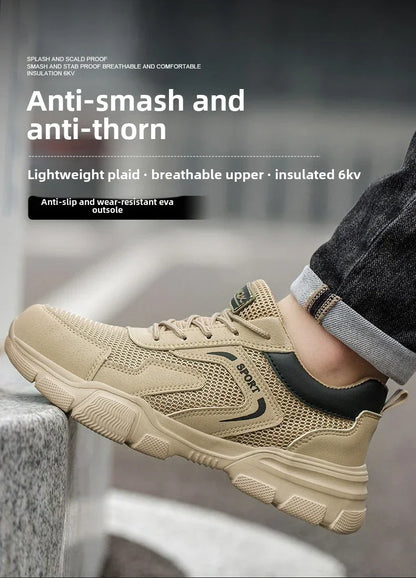 Zapatos de trabajo de seguridad transpirables para hombre – Zapatillas de verano a prueba de pinchazos con puntera de composite y protección aislante