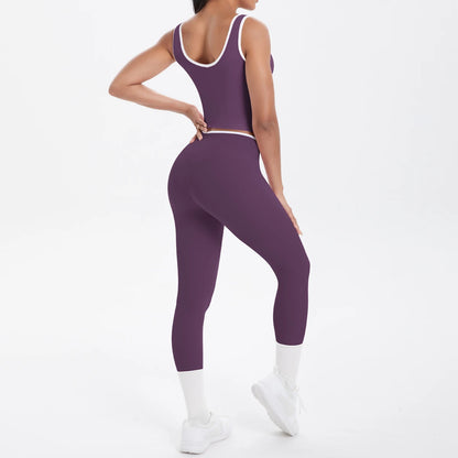 Conjunto de 2 piezas de pantalones de yoga con espalda descubierta y leggings para correr, de cintura alta, con estampado de melocotón y glúteos, para fitness y deportes.