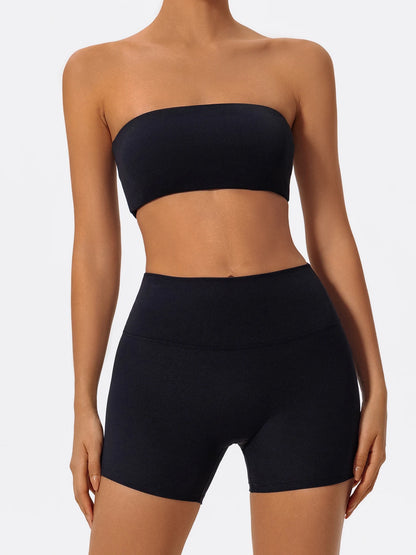 Conjunto deportivo de dos piezas Ctenkevet para mujer: incluye sujetador sin tirantes, top corto y ropa de gimnasio.