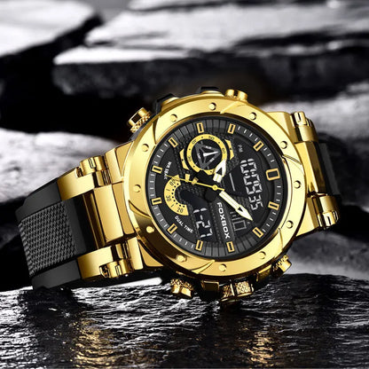 Reloj LIGE para hombre, correa de moda, deportivo, militar, calendario semanal, relojes de cuarzo, LED, pantalla dual, cronógrafo, relojes digitales para hombre