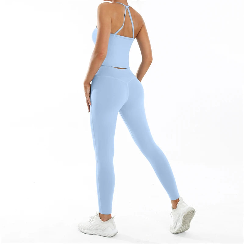 Conjunto deportivo Nude Feel Fitness para mujer, chándal sexy para yoga, ropa deportiva para gimnasio, leggings y ropa interior, ropa de entrenamiento para mujer