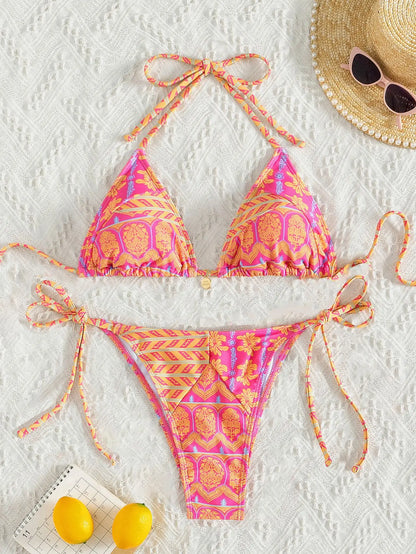 Conjunto de bikini para mujer, novedad de 2025, con tiras laterales ajustables, traje de baño de alta gama, sexy, de dos piezas, para playa, de verano, push up.