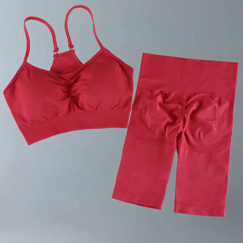 Conjunto deportivo para mujer, top deportivo, leggings de yoga, sujetador deportivo, leggings sin costuras para realce de glúteos.