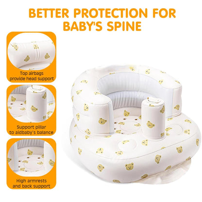 Asiento inflable para bebés de 3 a 36 meses, sofá infantil con bomba de aire incorporada, asiento Bumbo para aprender a sentarse, alimentar y acampar.