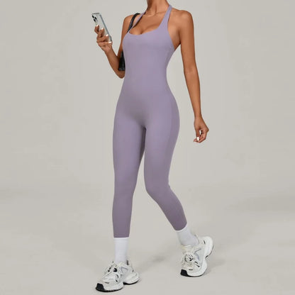 Nuevo Body de Yoga Sexy para Mujer, Mono Deportivo de una Pieza, Sin Mangas, Espalda Abierta, Conjunto de Yoga de Secado Rápido, Ropa Deportiva para Entrenamiento y Yoga.