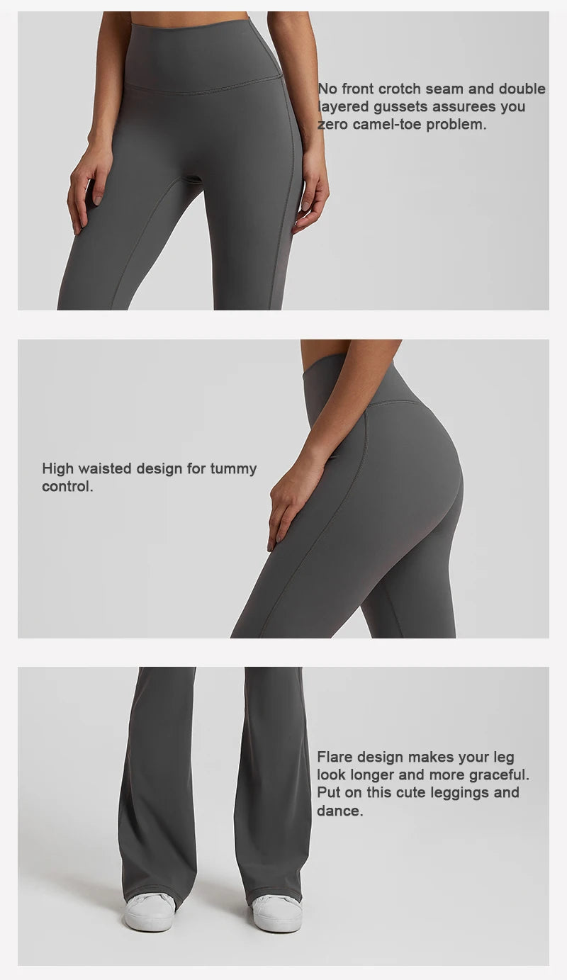 Buttery Soft High Waist Flare Leggings No Front Seam Workout Yoga Flared Pants Full Length Gym Sport Leggings Women Tights