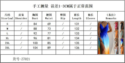 Vestido camisero sexy y elegante para mujer, estilo veraniego, con estampado degradado, hombros descubiertos y escote en V.