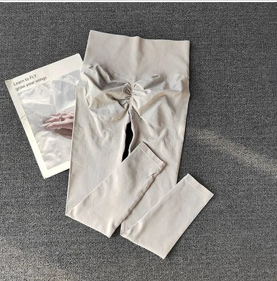 Pantalones de yoga deportivos sin costuras de cintura alta, leggings deportivos para levantar caderas, gimnasio, correr, de secado rápido, ajustados.