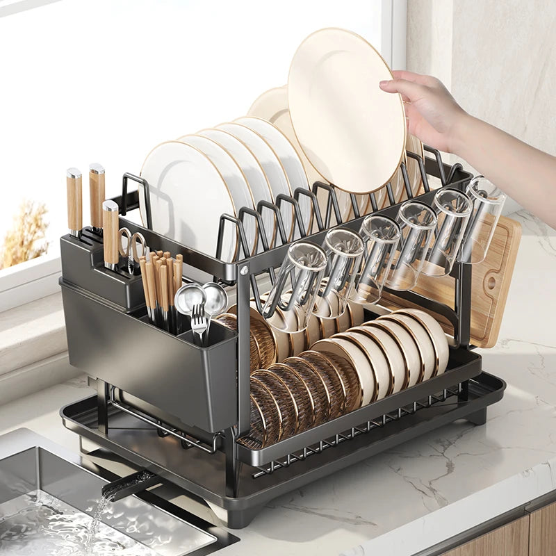 Estante de almacenamiento de cocina de acero inoxidable, caja de almacenamiento de cuencos y platos, escurridor, estante de almacenamiento doméstico multifuncional para cuencos, pl