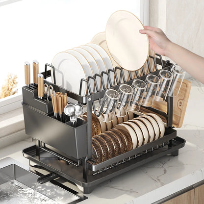 Estante de almacenamiento de cocina de acero inoxidable, caja de almacenamiento de cuencos y platos, escurridor, estante de almacenamiento doméstico multifuncional para cuencos, pl
