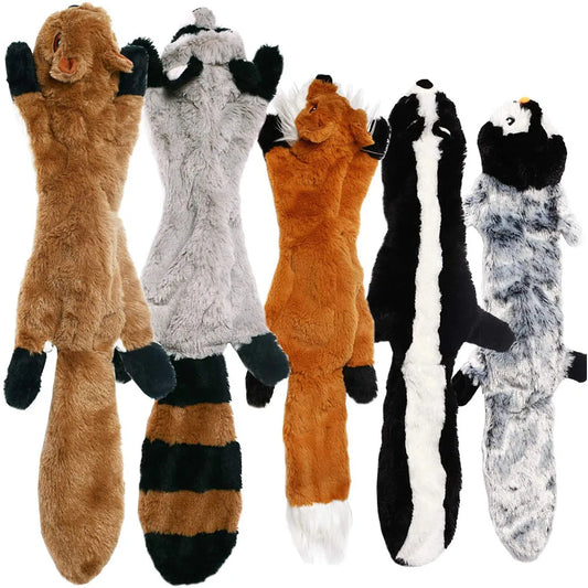 Divertido juguete de imitación de animal sin relleno para perros con chirriadores, duradero, de peluche sin relleno, con sonido chirriante, para masticar y arrugar.