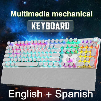 Teclado mecánico para juegos AULA F2088 de 104 teclas con cable, retroiluminado, de metal, anti-efecto fantasma, inglés, hebreo, ruso, español, árabe y coreano.