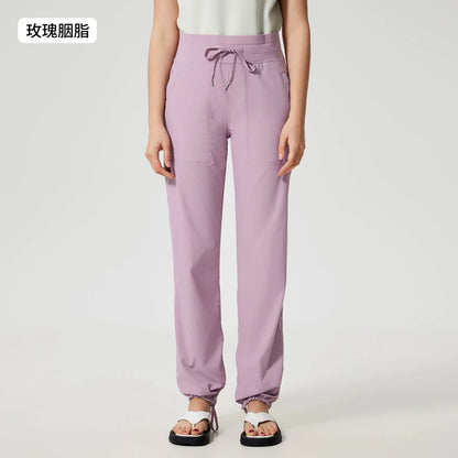 Women Quick Drying Sports Pants Breathable Running Fitness High Waisted Loose Style Wide Leg Casual Yoga Pants Full Length 2025