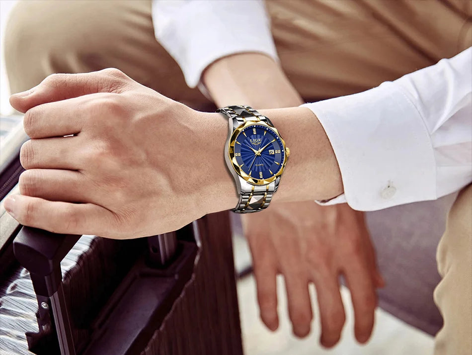 Reloj de lujo LIGE para mujer, moderno, deportivo, para exteriores, luminoso, de cuarzo, con movimiento importado, resistente al agua, de acero inoxidable.