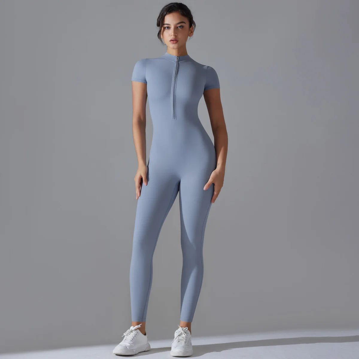 Women Zipper Bodysuits Fitness Sports Bodysuit Yoga Suit Breathable Quick Drying Sports Yoga Clothing Women Gym Push Up Workout