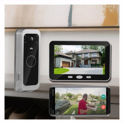 Yuezhe Tuya Smart Life WiFi Video Doorbell PIR Camera 2MP Outdoor Waterproof Wireless Door Security Intercom System 5' Monitor