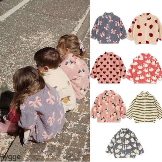 Chaqueta para niños, otoño 2025, nueva moda con estampado Ks, ropa de algodón para niñas y niños, abrigo cálido de lana de cordero gruesa, ropa para niños