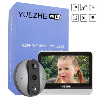 Yuezhe 3MP icam365 Peephole Doorbell Camera Wifi 4.3 Inch Digital Video Door Bell Security Smart Home Night PIR Wireless Bell