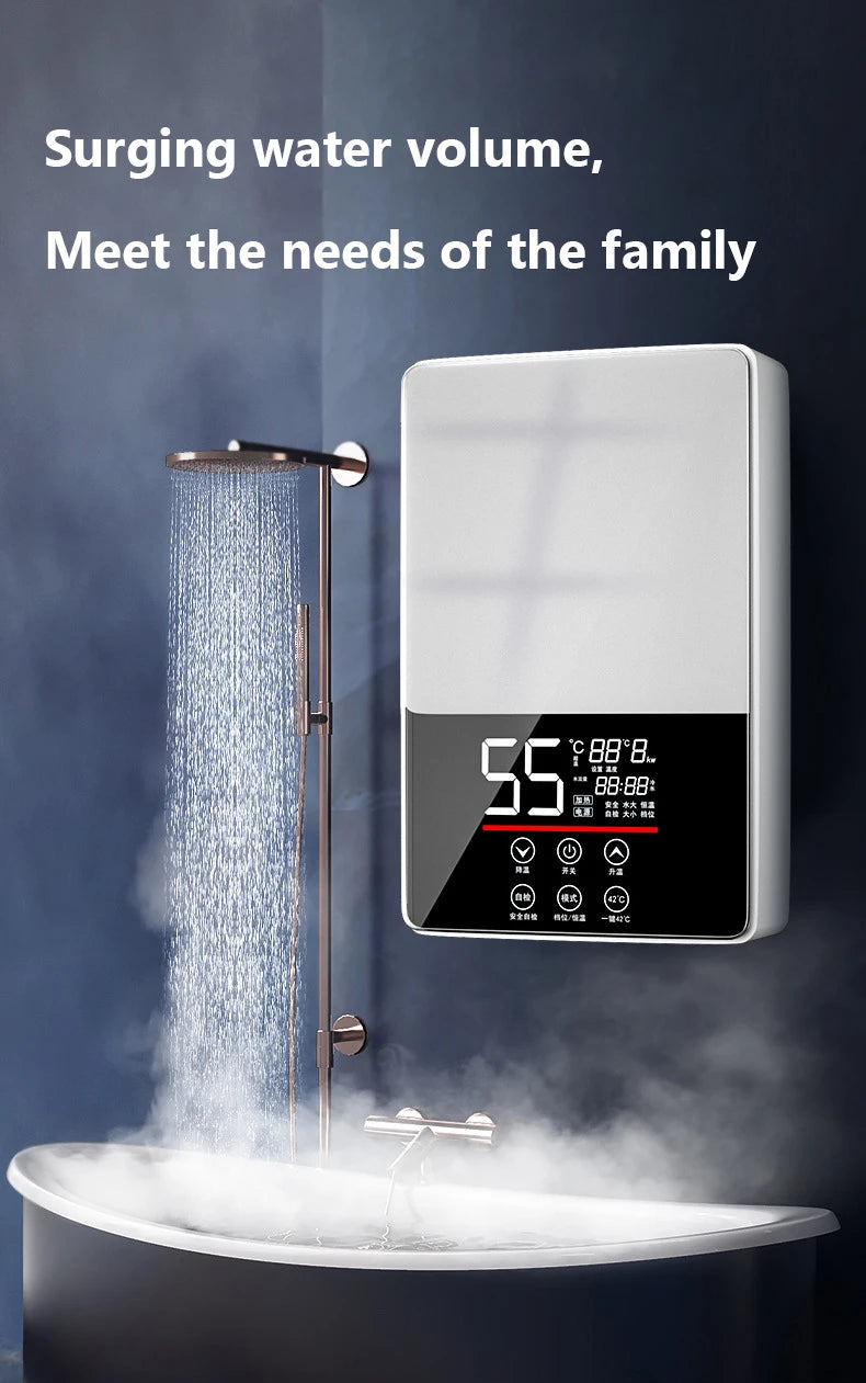 Calentador de agua eléctrico termostático DMWD de 7000 W con control remoto. Calentador instantáneo, resistente al agua y sin tanque, ideal para ducha o bañera.