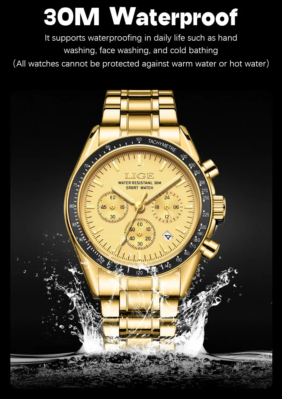 LIGE 2025 - Reloj de lujo para hombre, nuevo, de cuarzo, luminoso, resistente al agua, con cronógrafo y fecha, deportivo