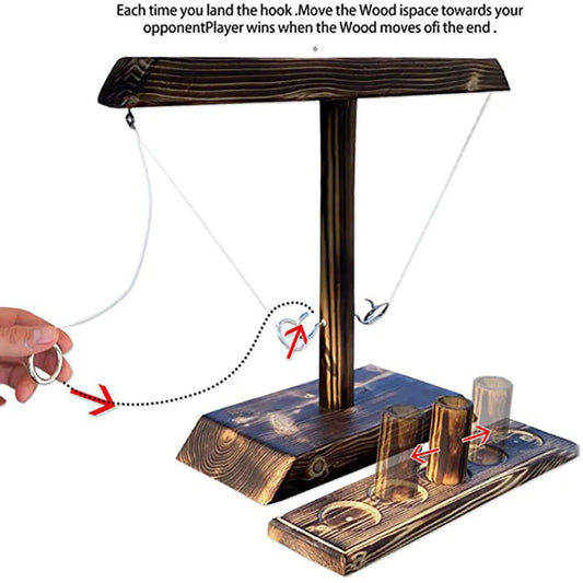 Juegos de lanzamiento de aros para niños y adultos, juegos de beber para fiestas en casa, juegos de mesa de madera rápidos y portátiles, paquete de escalera de chupitos, bares al aire libre