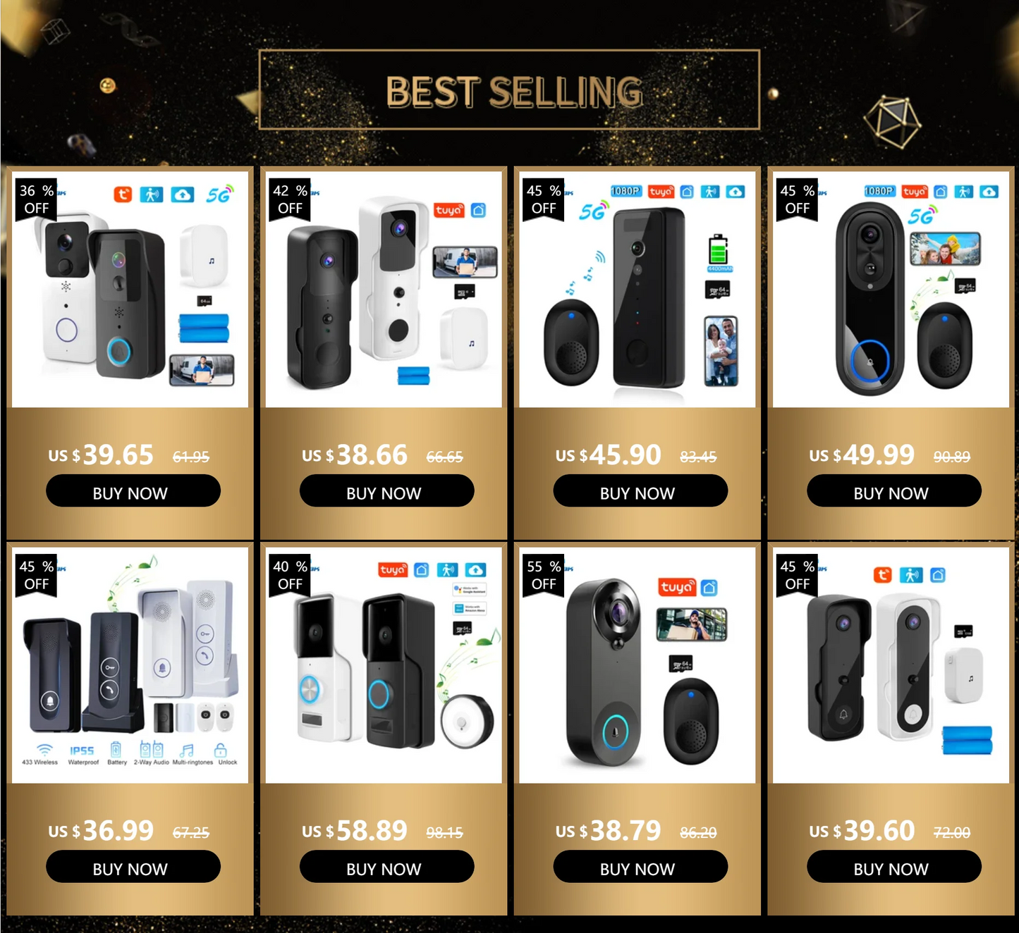 Videoportero inalámbrico 5G/2.4G WiFi 1080P con cámara de intercomunicación inteligente, compatible con la aplicación Tuya, resistente al agua IP65 y batería de 7000 mAh.