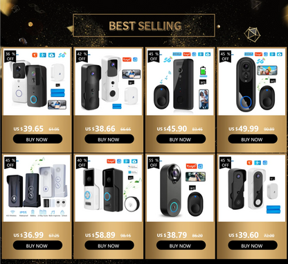 Videoportero inalámbrico 5G/2.4G WiFi 1080P con cámara de intercomunicación inteligente, compatible con la aplicación Tuya, resistente al agua IP65 y batería de 7000 mAh.