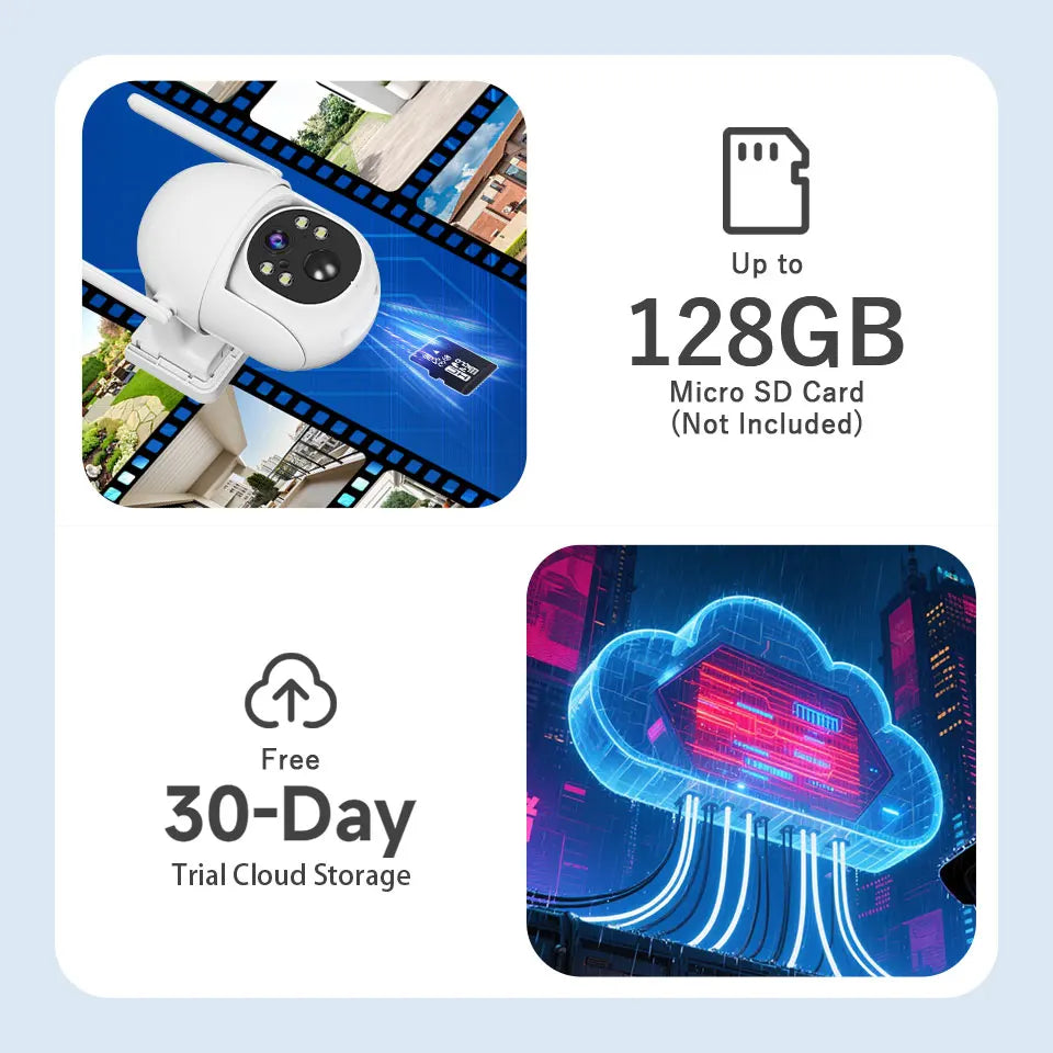 Cámara solar WiFi de 4 MP para exteriores, 2K, batería integrada, cámara de seguridad tipo domo con alimentación solar, alarma de movimiento PIR, almacenamiento en la nube y audio bidireccional.