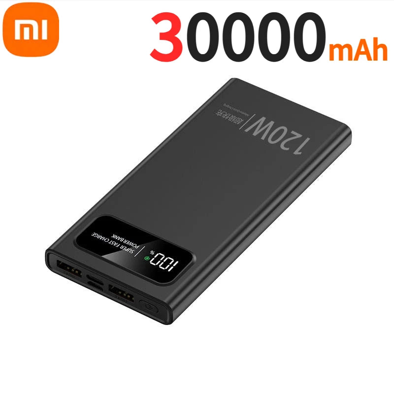 Banco de energía Xiaomi de 500.000 mAh y 120 W con carga ultrarrápida y pantalla digital de alta capacidad para iPhone, Samsung y Huawei.