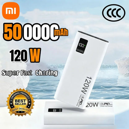 Banco de energía Xiaomi de 500.000 mAh y 120 W, carga ultrarrápida, gran capacidad, para iPhone, Huawei y Samsung.