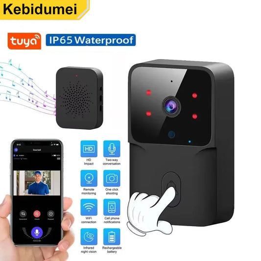 Timbre Tuya con cámara, inalámbrico, con vídeo, WiFi, HD, para exteriores.