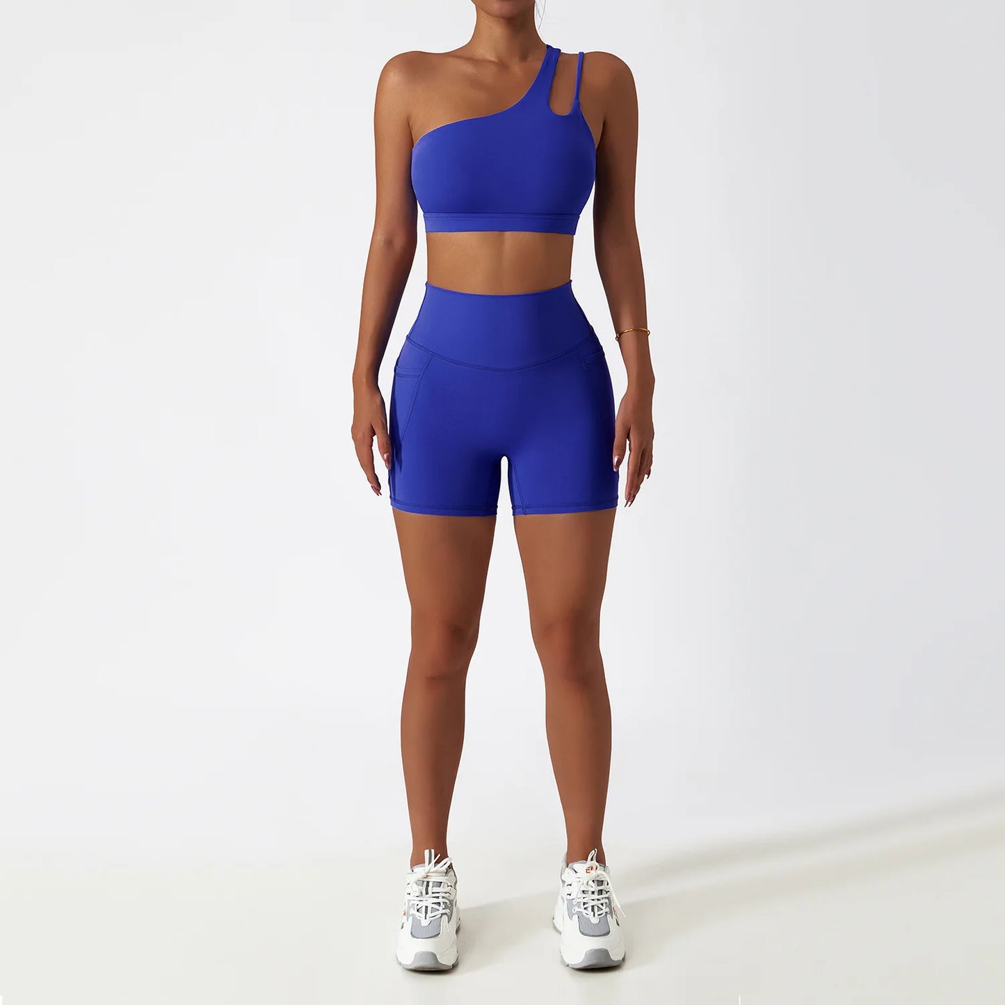 Ctenkevet - Conjunto deportivo de 2 piezas para mujer, sujetador sexy de un solo hombro, ropa deportiva femenina, conjunto de gimnasio para fitness, traje de yoga de secado rápido