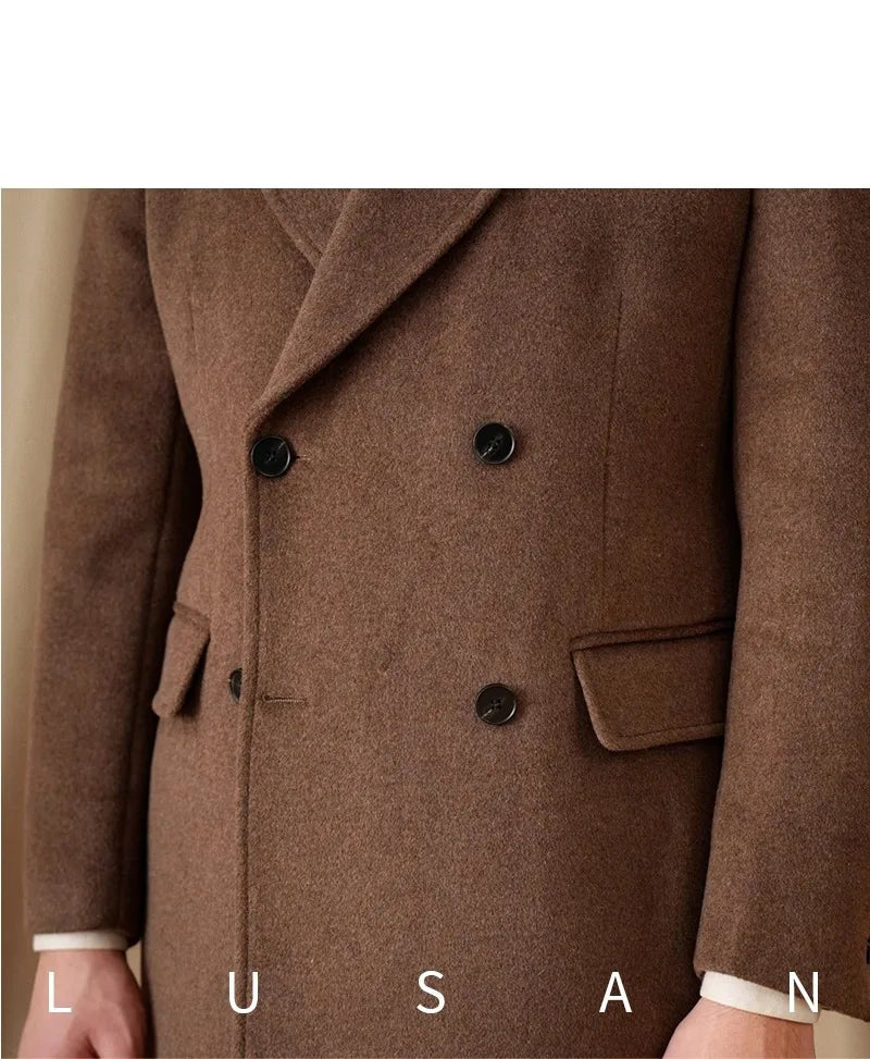 Abrigo Chester de lana 50% para hombre - 800 g. Chaqueta de campo retro cruzada de otoño/invierno.