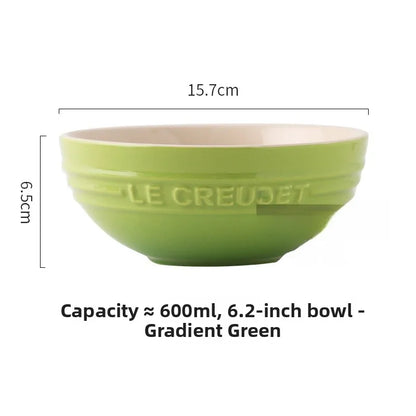 Cuenco de porcelana esmaltada de colores fríos Le Creuset, cuenco de arroz, cuenco para sopa con cara de arcoíris, cuenco francés con diseño de mono redondo para uso doméstico