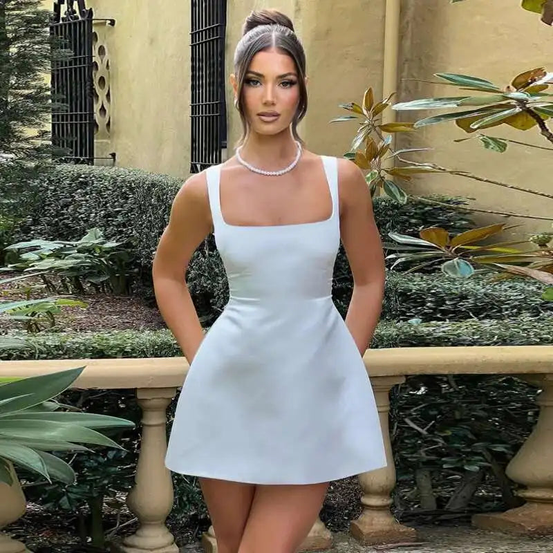 Townlike Waist Wrap Elegant A-line Dress Women Spaghetti Strap Mini 2024 Spring Summer Dress Backless Sexy Party Dresses