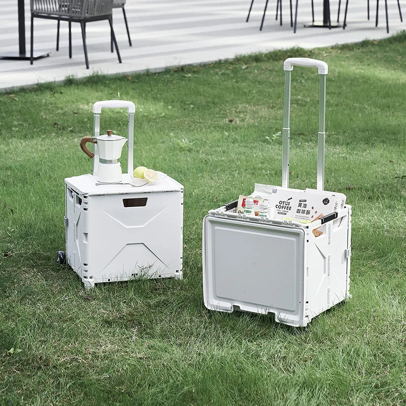 Maleta plegable de cuatro ruedas para exteriores, almacenamiento para acampar, manejo de cargas, caja para automóvil, regalos navideños, compras y comestibles