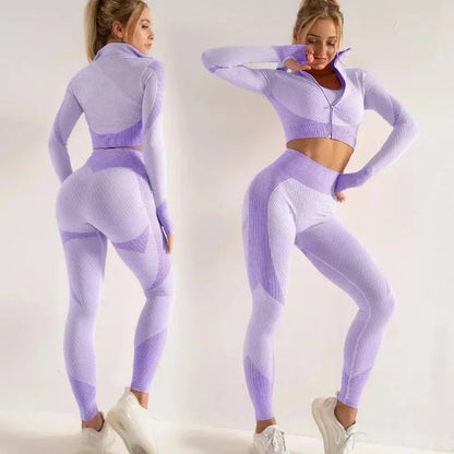 Conjunto de 3 piezas de yoga sin costuras, chaleco deportivo de fitness, pantalones de cintura alta que levantan la cadera, ropa de entrenamiento, conjunto de leggings de gimnasio para mujer