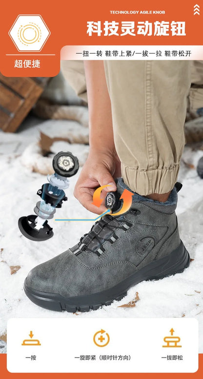 Botas altas unisex antigolpes y antipinchazos con puntera de acero más ancha, cierre de Kevlar, elástico y aptas para otoño e invierno. Fabricadas con Kevlar estándar europeo.