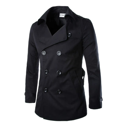 2025 England Style Men's Trench Coat Fashion Cotton Double-breasted Mid-leng Jackets Boutique Windproof Coats Business Gentleman