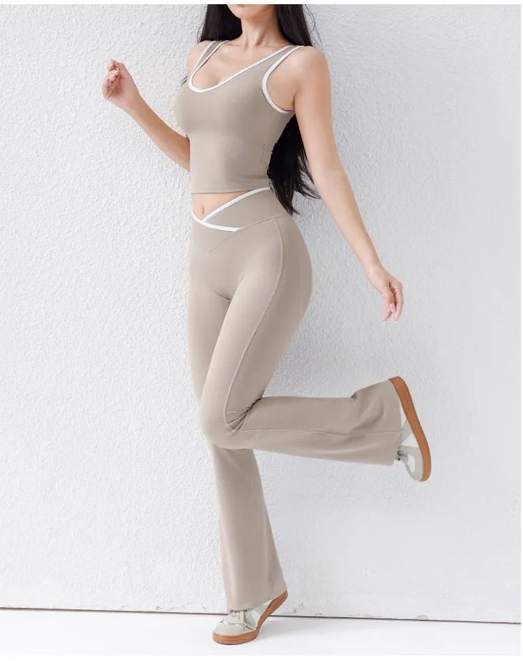Women's CrossFlow Set: Open Back Top & 8" Shorts w/Second-Skin Fit & Run-Ready Yoga Trim